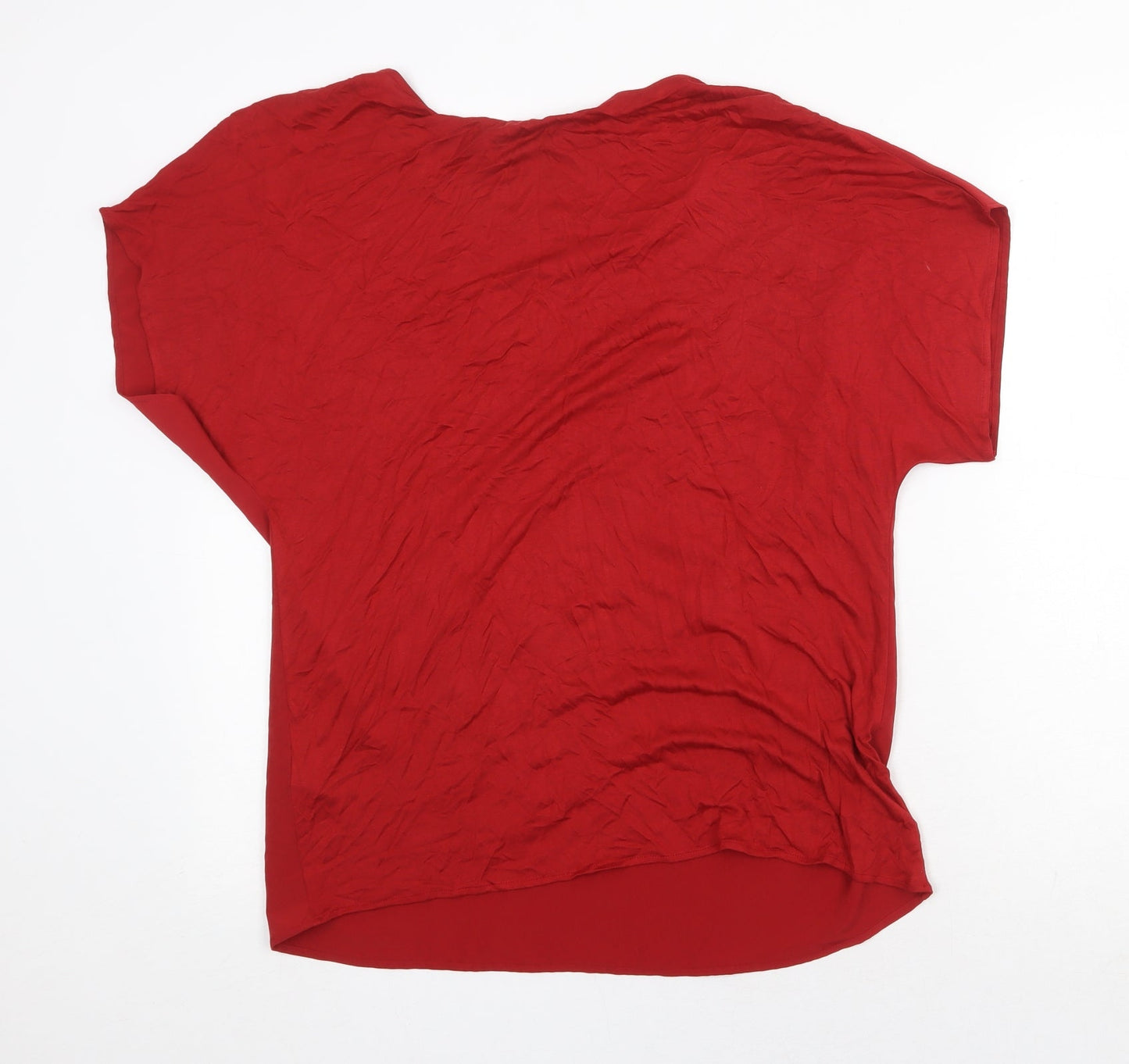 Marks and Spencer Womens Red Viscose Basic Blouse Size 10 Round Neck