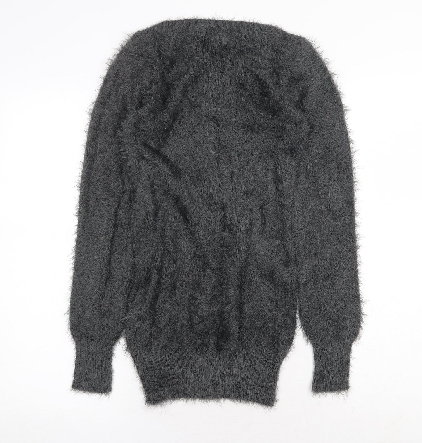 Ravi Famous Womens Grey Boat Neck Acrylic Pullover Jumper Size S