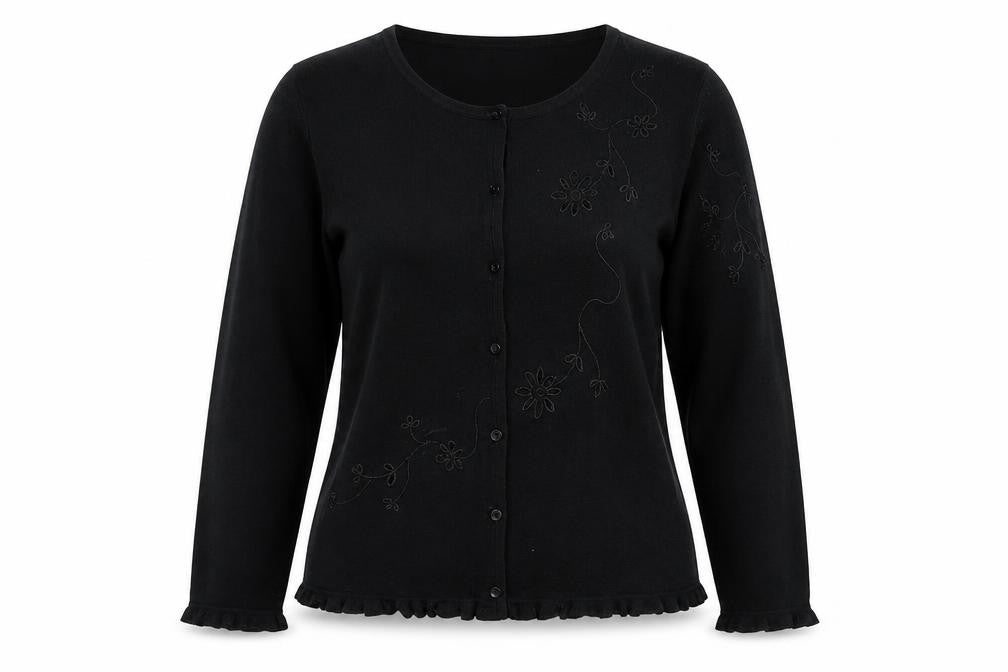 Marks and Spencer Womens Black Crew Neck Viscose Pullover Jumper Size 16 Button