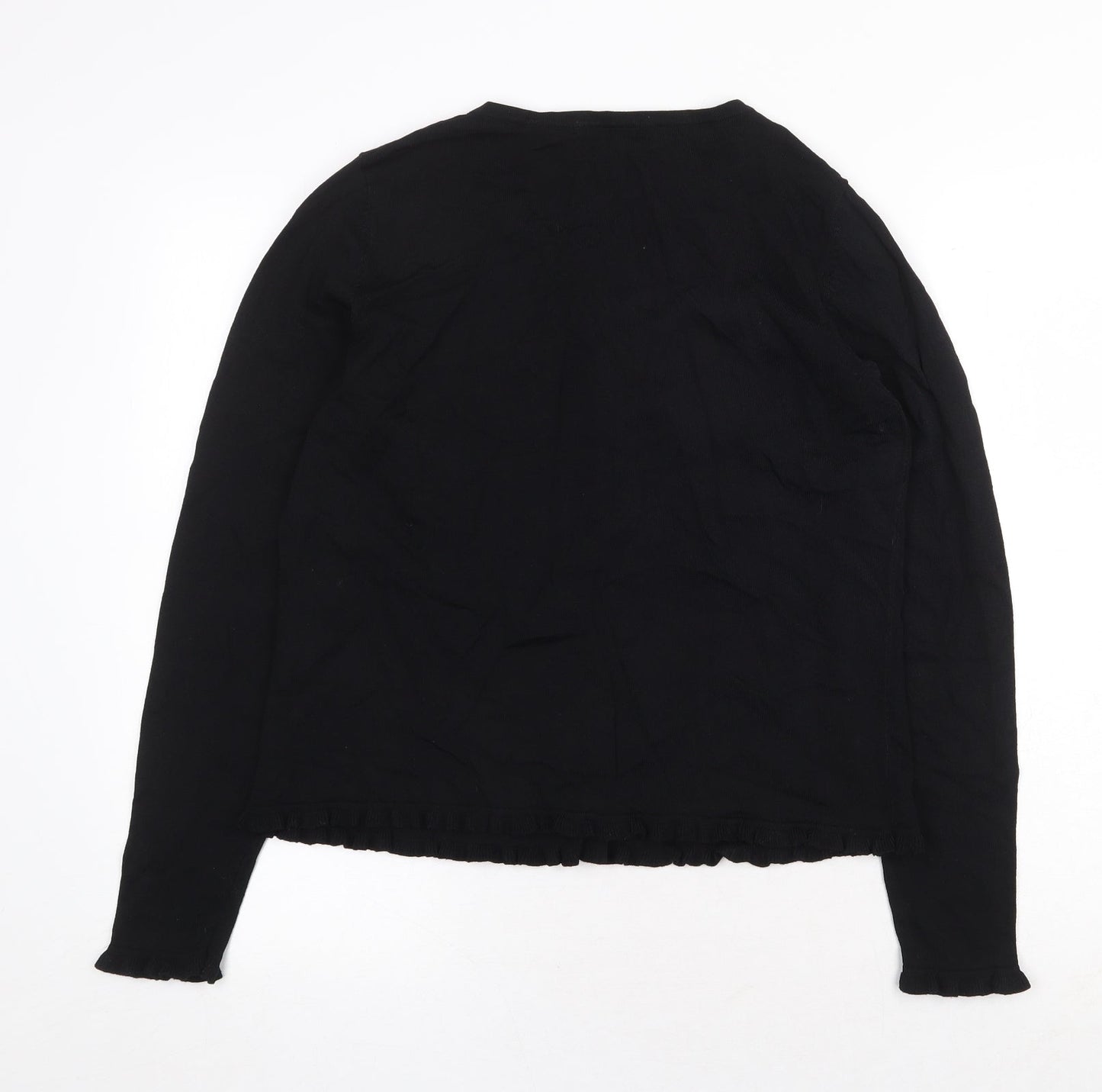Marks and Spencer Womens Black Crew Neck Viscose Pullover Jumper Size 16 Button