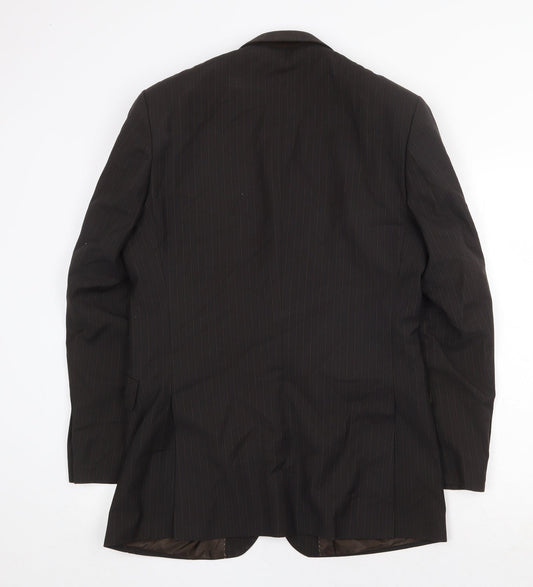 Burton Mens Brown Striped Polyester Jacket Suit Jacket Size 38 Regular