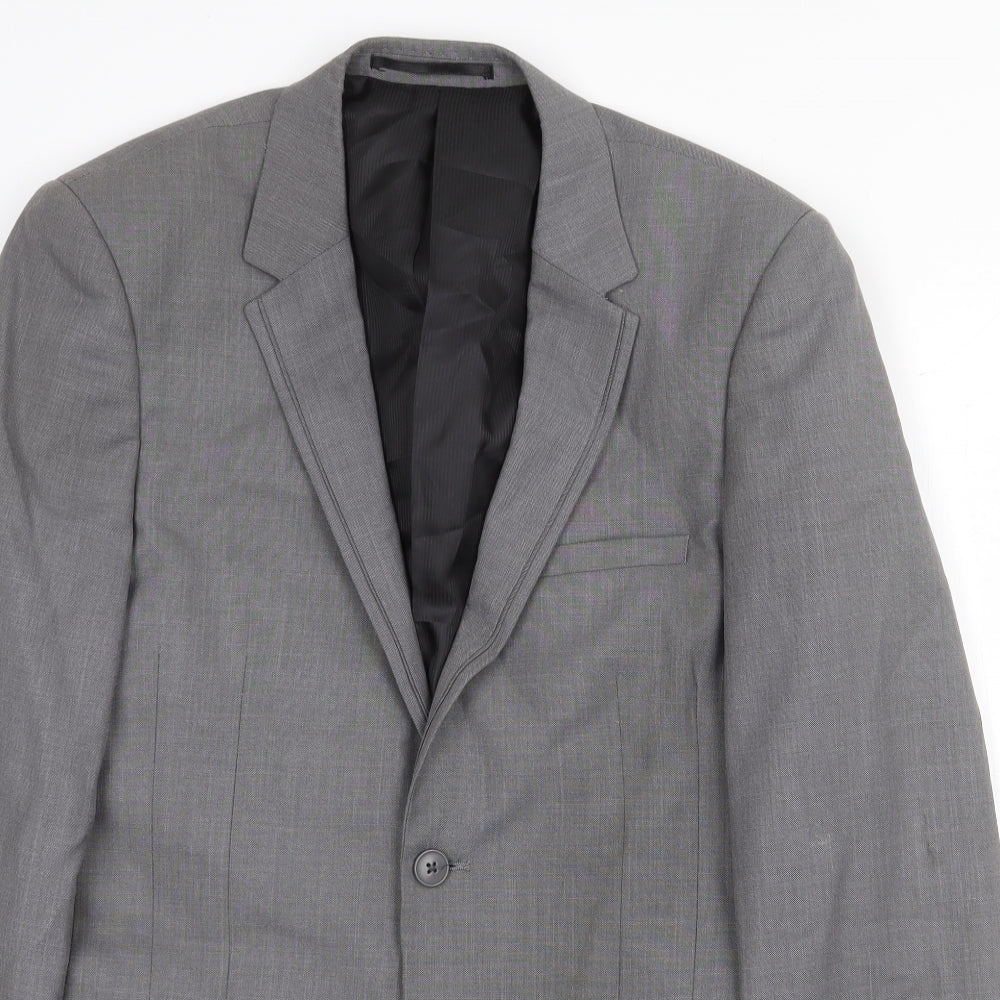 George Mens Grey Polyester Jacket Suit Jacket Size 36 Regular