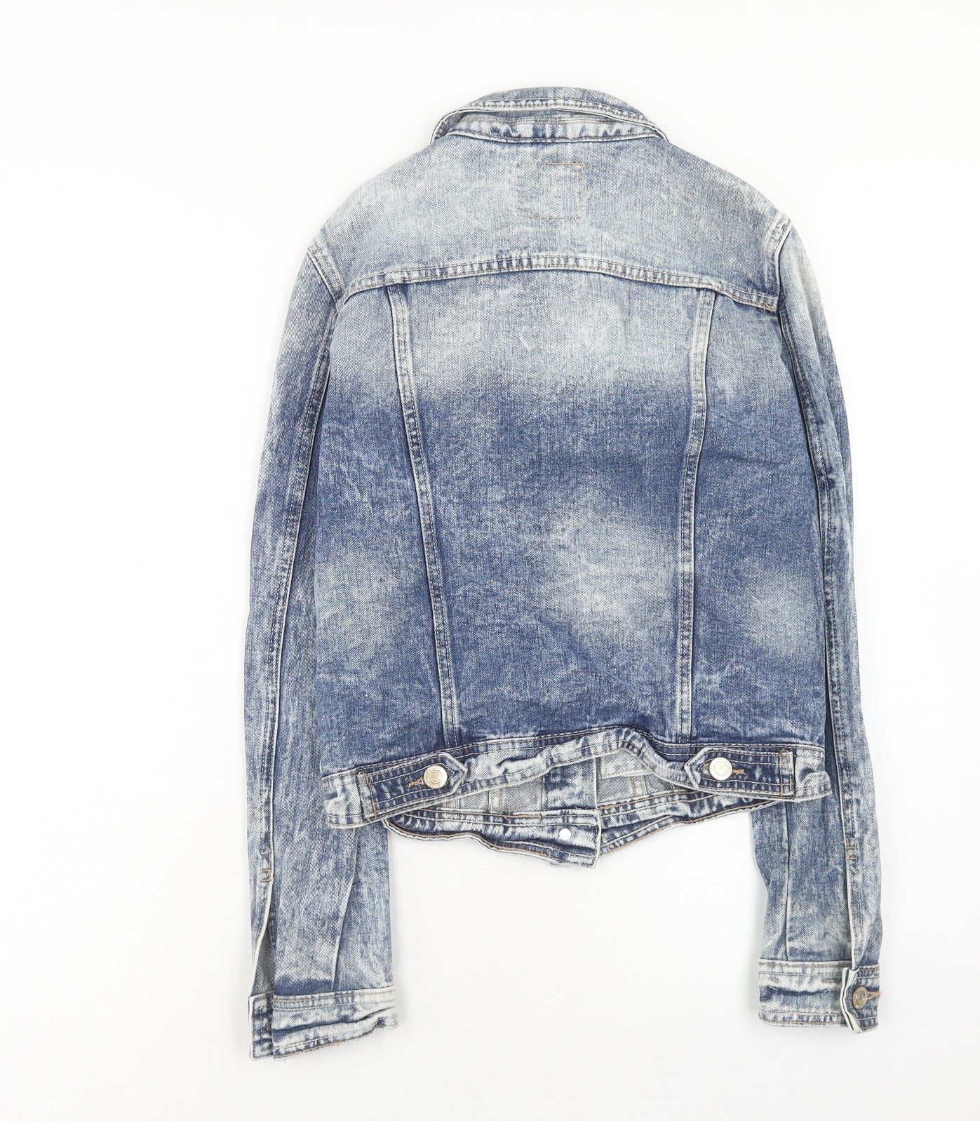 Denim & Co. Womens Blue Jacket Size 8 Button - Distressed