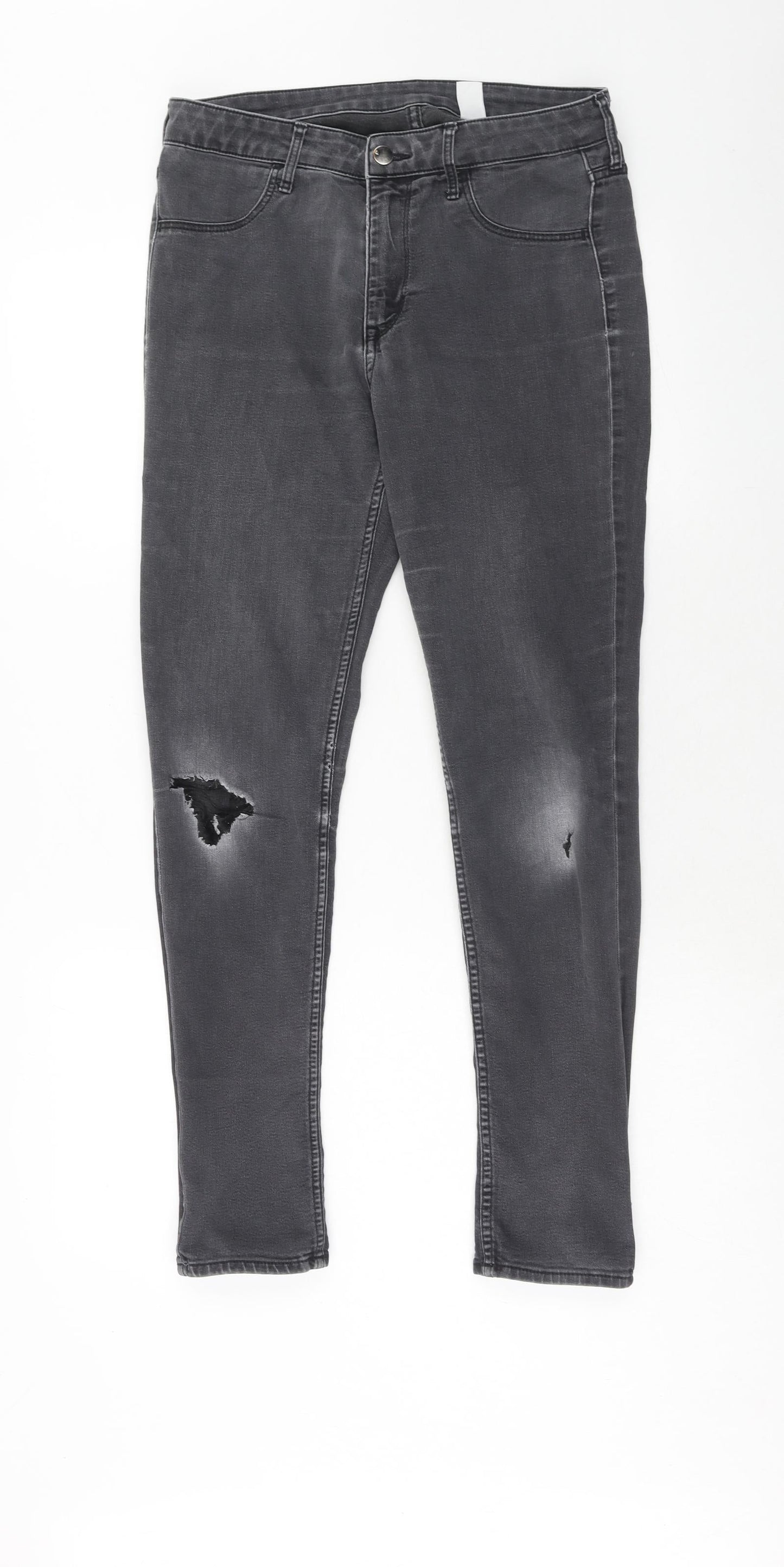 H&M Womens Black Cotton Skinny Jeans Size 31 in Regular Zip