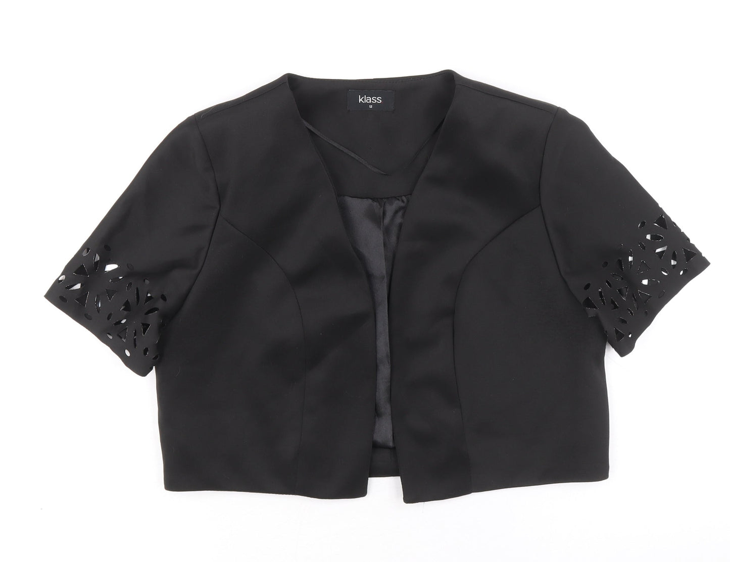 Klass Womens Black Jacket Blazer Size 12 - Embellished Sleeves
