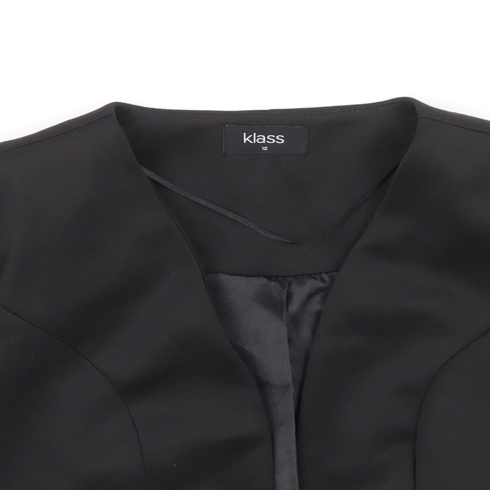Klass Womens Black Jacket Blazer Size 12 - Embellished Sleeves