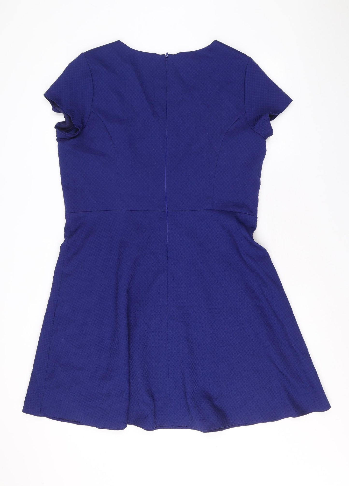 Yessica Womens Blue Polyester Trapeze & Swing Size 16 V-Neck Zip