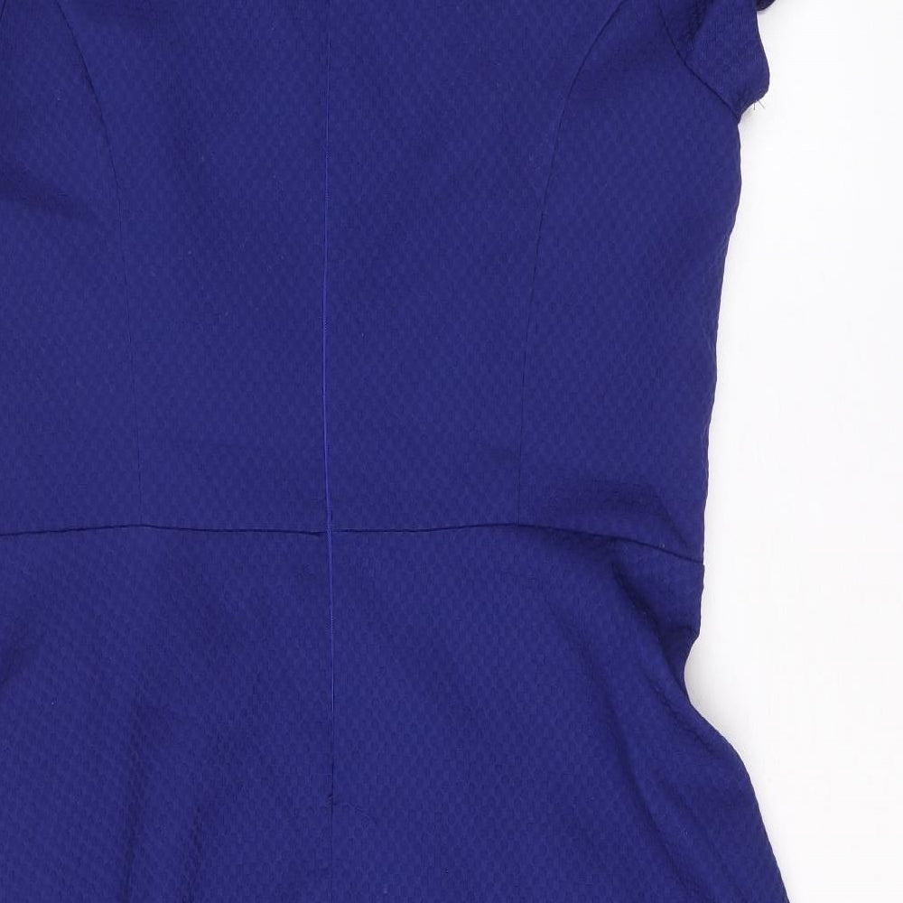Yessica Womens Blue Polyester Trapeze & Swing Size 16 V-Neck Zip