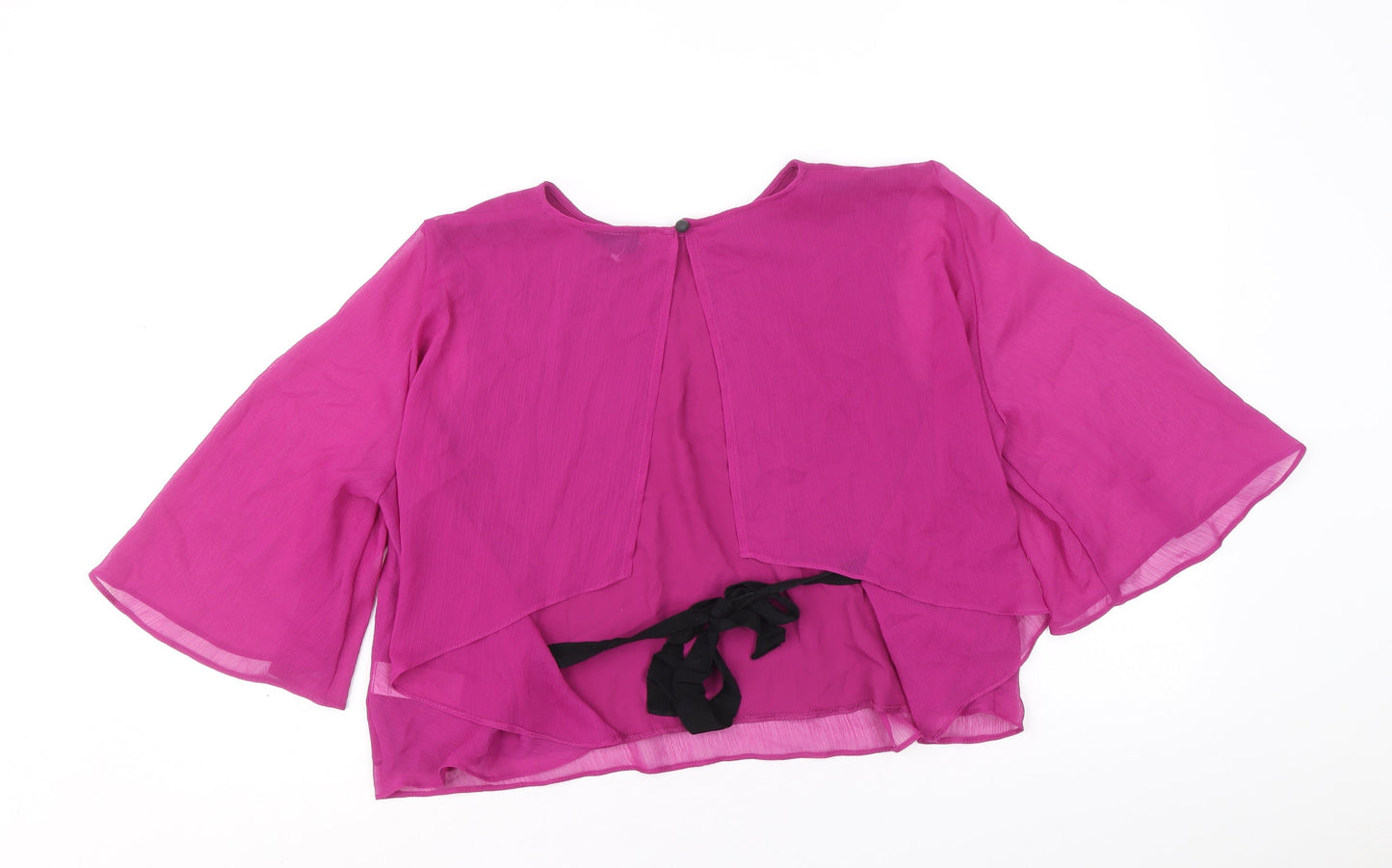Topshop Womens Purple Polyester Cropped Blouse Size 10 Scoop Neck - Tie Back Detail