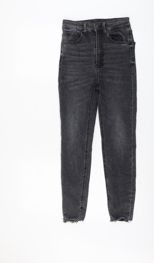Stradivarius Womens Grey Cotton Skinny Jeans Size 8 L25 in Regular Button