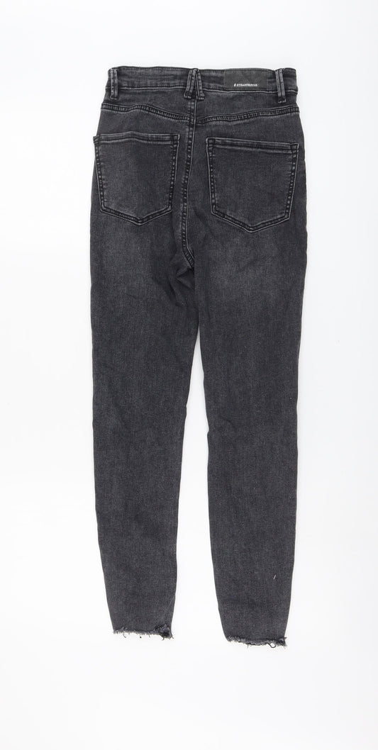Stradivarius Womens Grey Cotton Skinny Jeans Size 8 L25 in Regular Button