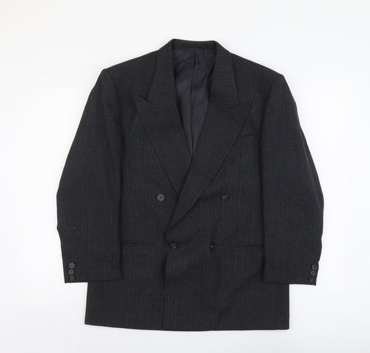 Marks and Spencer Mens Grey Striped Polyester Jacket Suit Jacket Size L Regular
