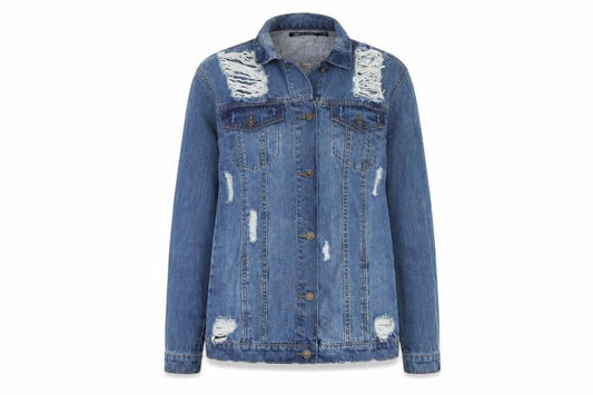 Denim Club Womens Blue Jacket Size 8 Button - Distressed