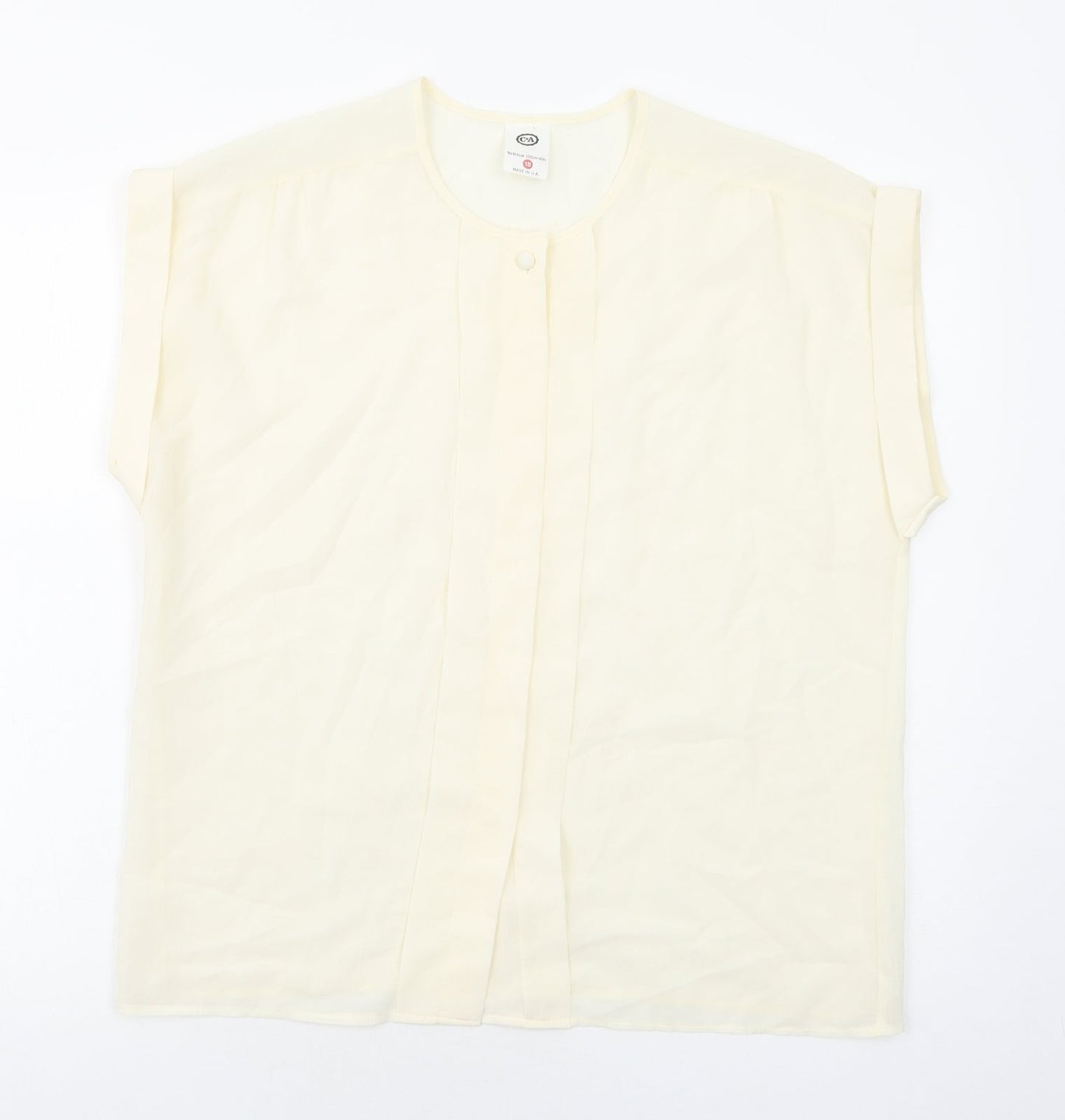 C&A Womens Ivory Polyester Basic Blouse Size 18 Round Neck
