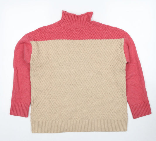 Crew Clothing Womens Beige High Neck Cotton Pullover Jumper Size 12