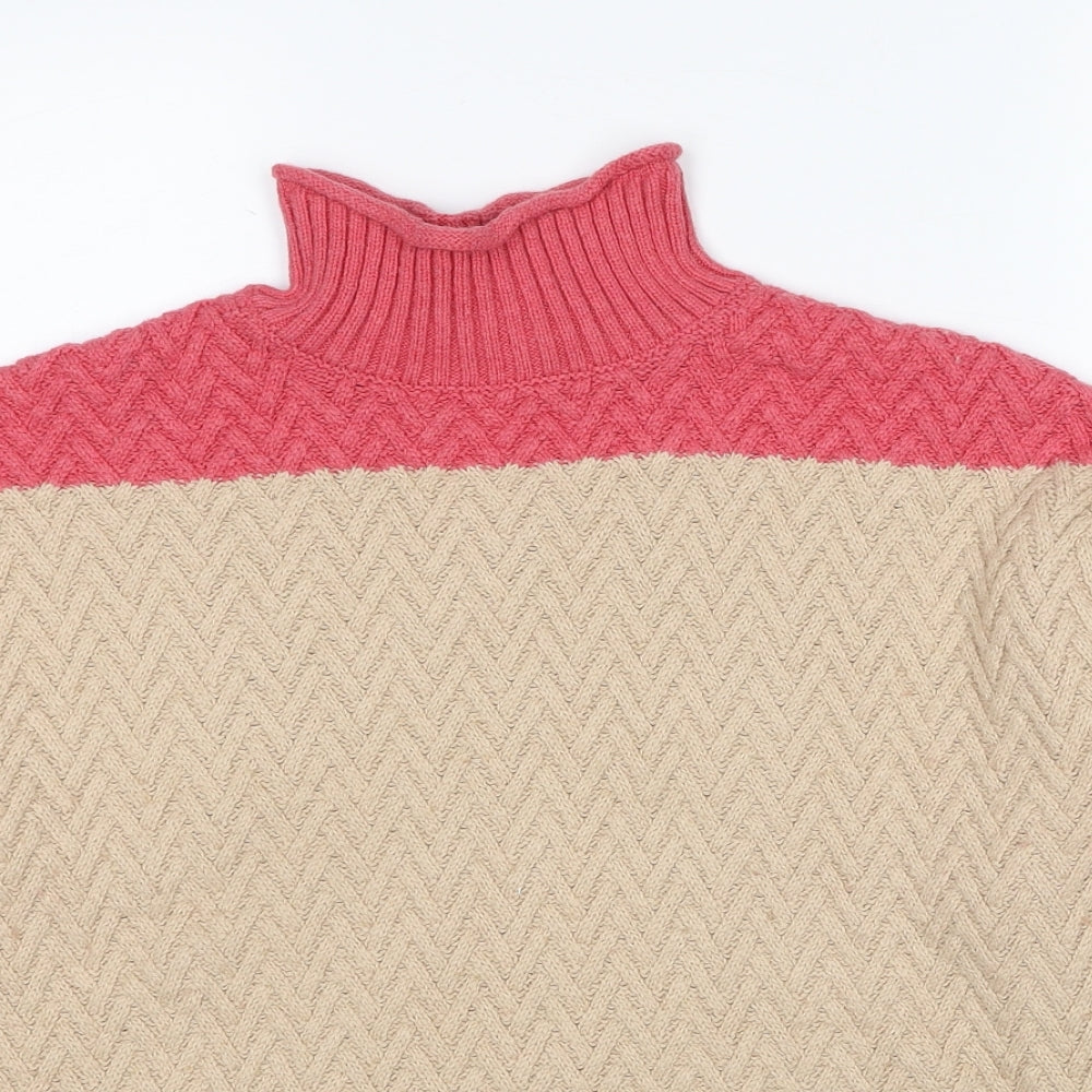 Crew Clothing Womens Beige High Neck Cotton Pullover Jumper Size 12