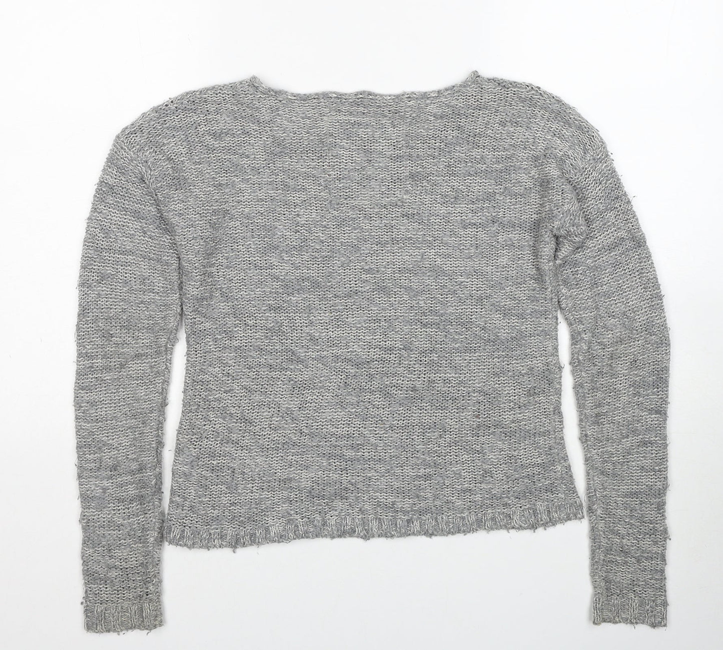 Marks and Spencer Womens Grey Boat Neck Cotton Pullover Jumper Size XS