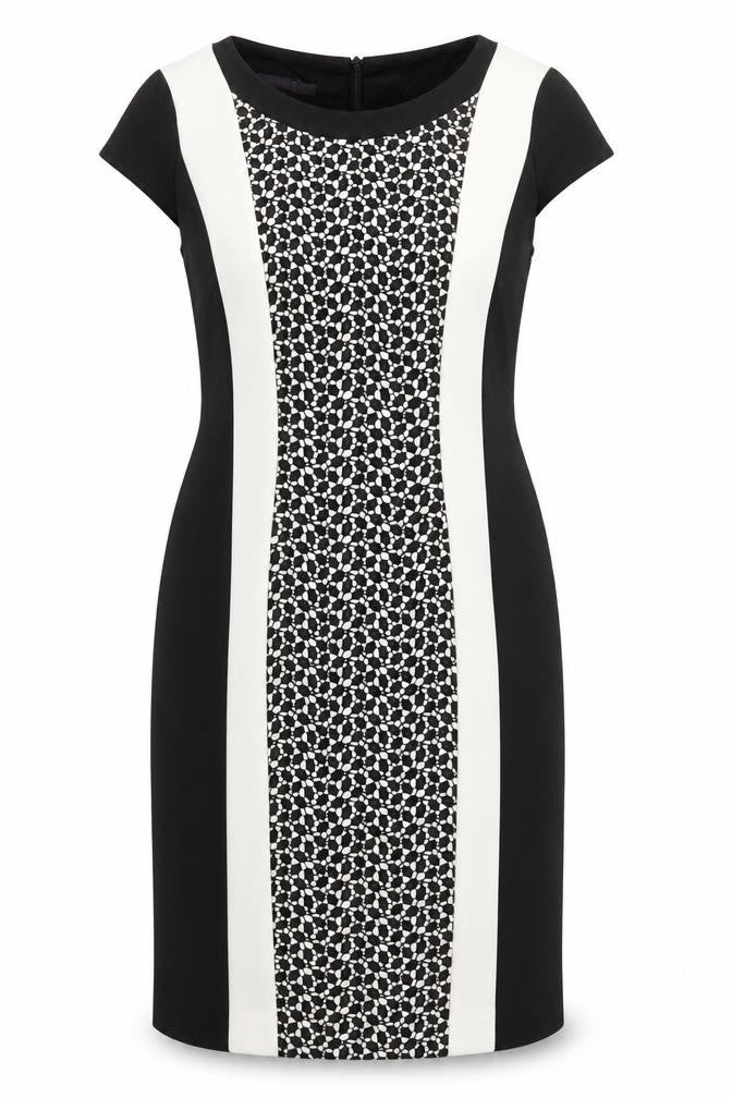 Laurel Womens Black Colourblock Viscose A-Line Size 12 Round Neck Zip