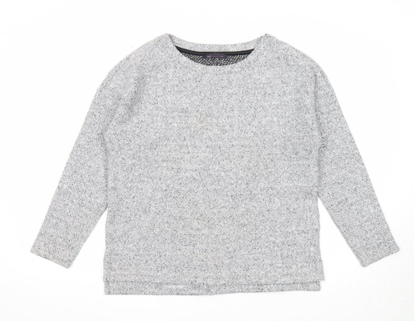 Marks and Spencer Womens Grey Round Neck Polyester Pullover Jumper Size 14