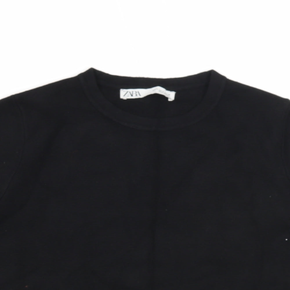 Zara Womens Black Round Neck Viscose Pullover Jumper Size S