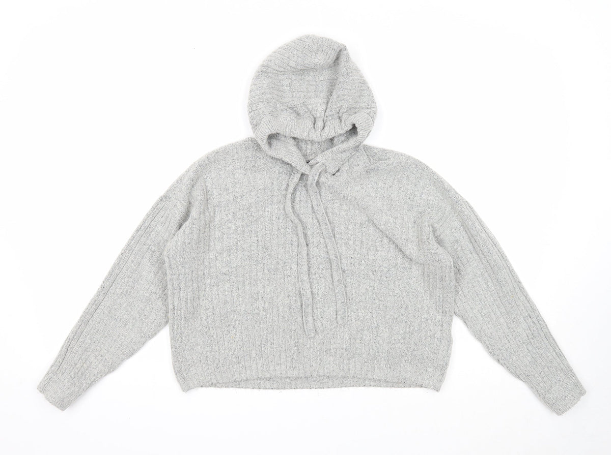 Brave Soul Womens Grey Round Neck Acrylic Pullover Jumper Size S