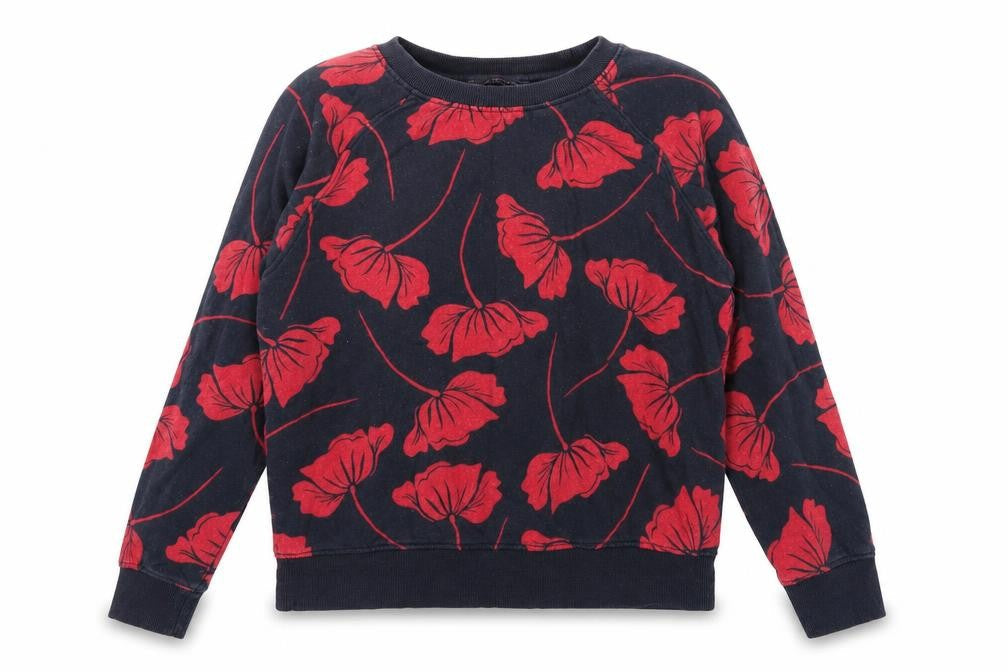 Marks and Spencer Womens Blue Floral Cotton Pullover Sweatshirt Size 12 Pullover