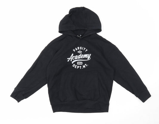 DeFacto Girls Black Cotton Pullover Hoodie Size 9-10 Years Pullover