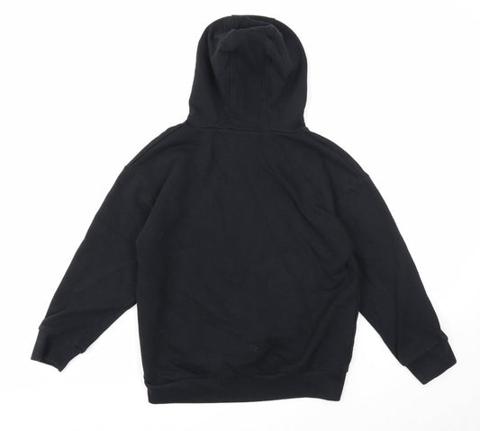 DeFacto Girls Black Cotton Pullover Hoodie Size 9-10 Years Pullover