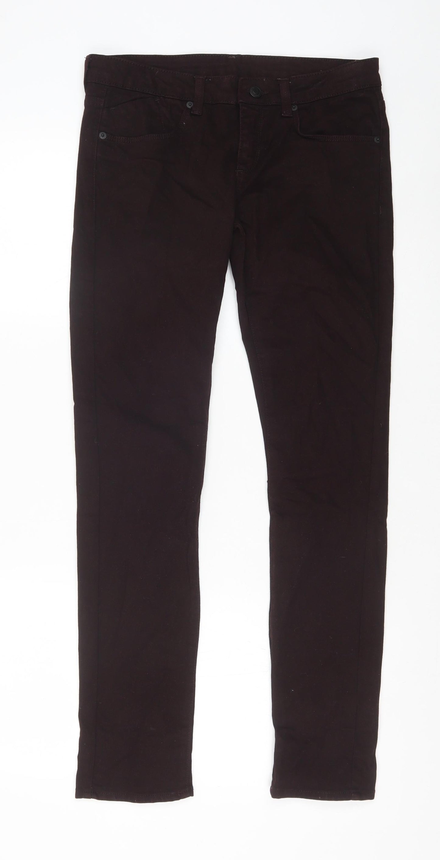 Topshop Womens Brown Cotton Straight Jeans Size 28 in Regular Zip