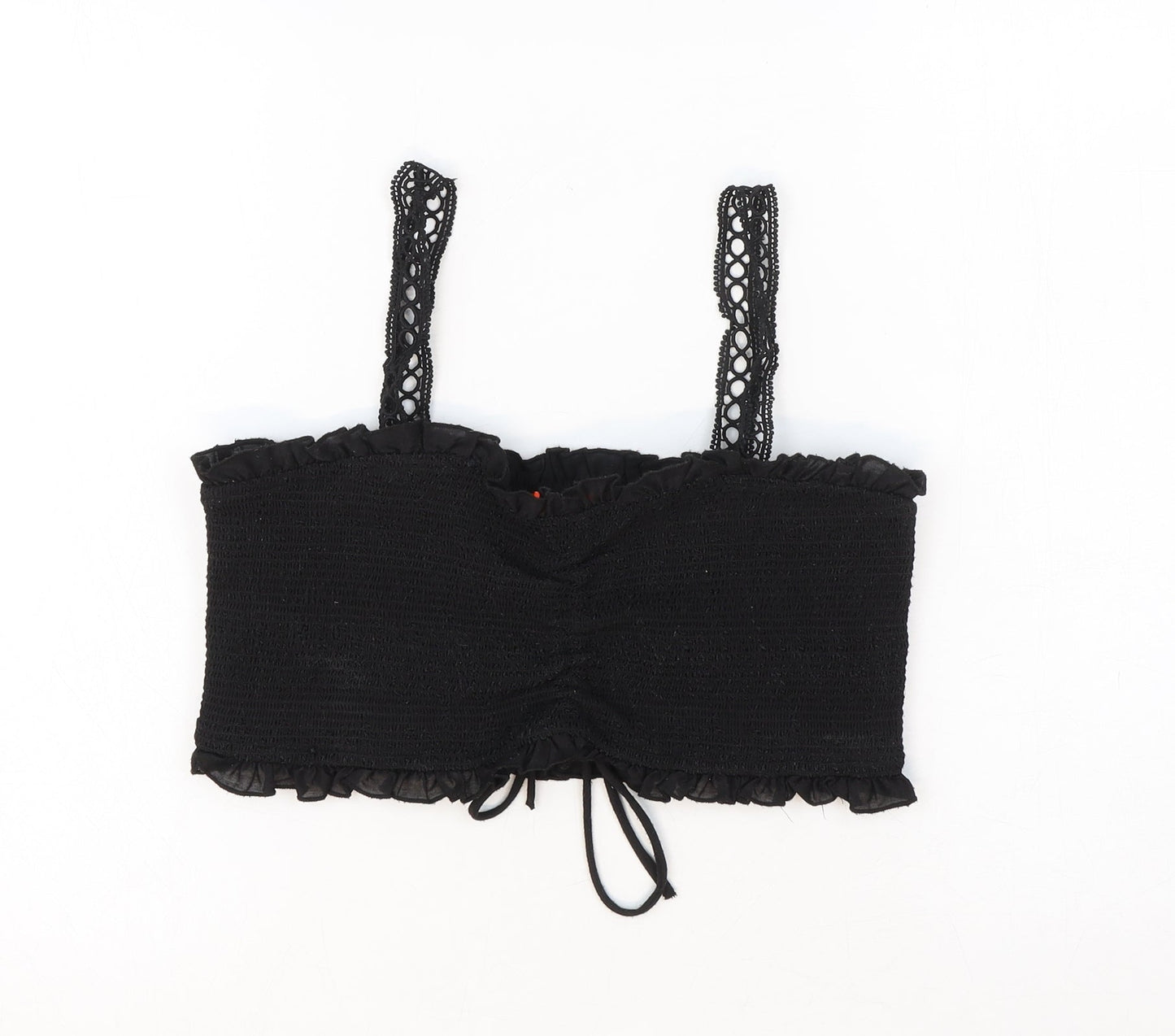 Resort Womens Black Polyester Cropped Tank Size S Square Neck