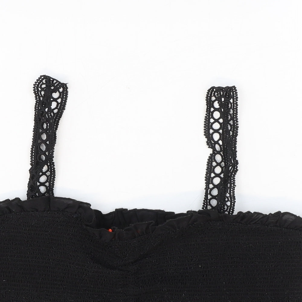 Resort Womens Black Polyester Cropped Tank Size S Square Neck