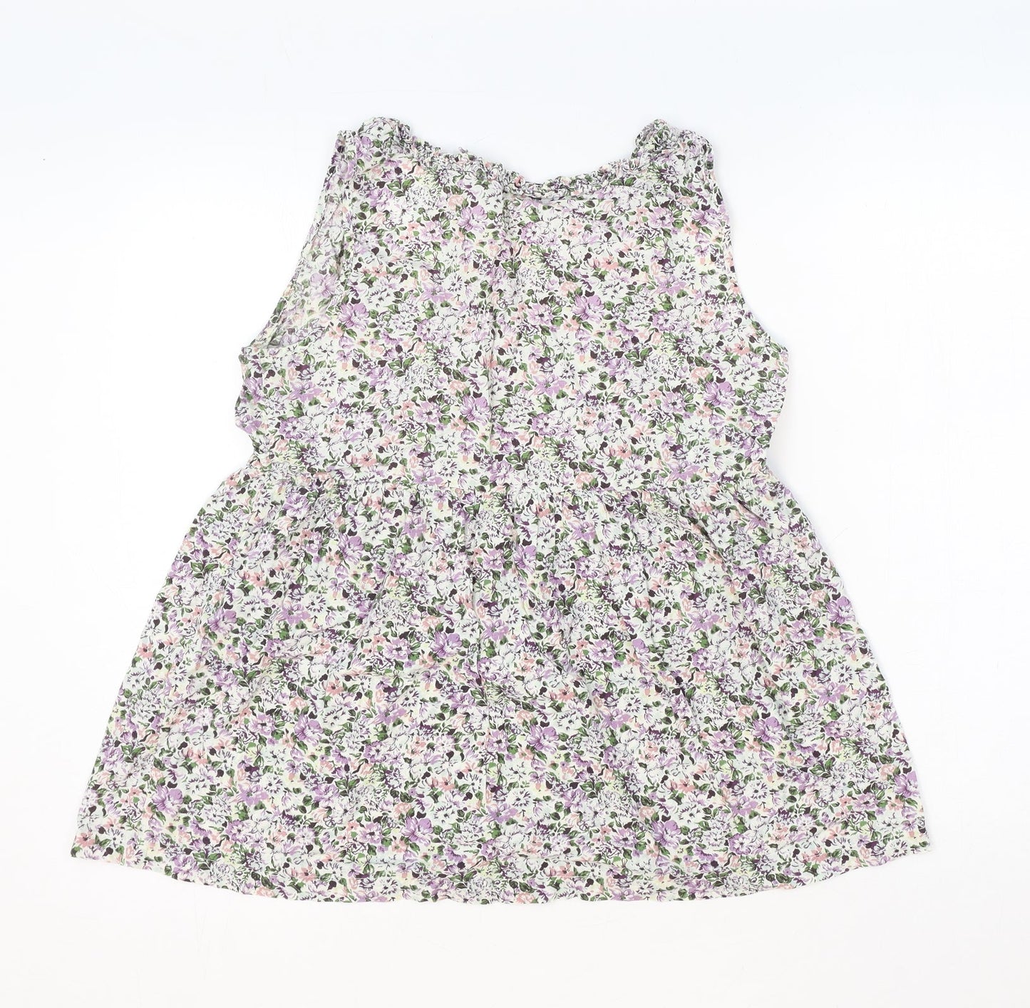 Topshop Womens White Floral Cotton Basic Tank Size 10 Scoop Neck - Peplum