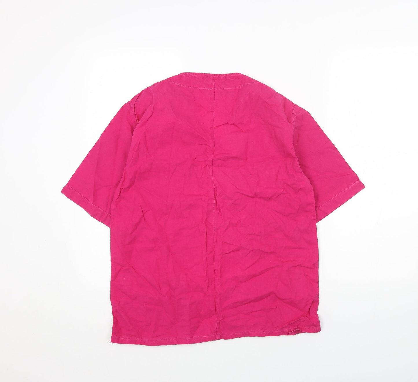Preworn Womens Pink Linen Basic Blouse Size 3XL V-Neck
