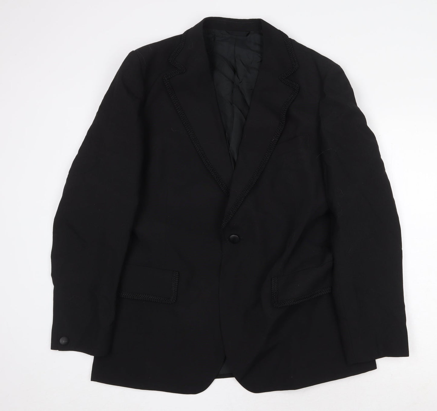 Trevira Mens Black Wool Jacket Suit Jacket Size 40 Regular