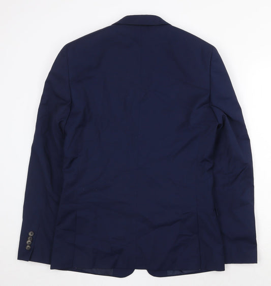 River Island Mens Blue Polyester Jacket Suit Jacket Size 38 Regular