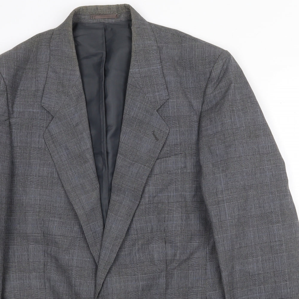 Canda Mens Grey Plaid Wool Jacket Suit Jacket Size 38 Regular