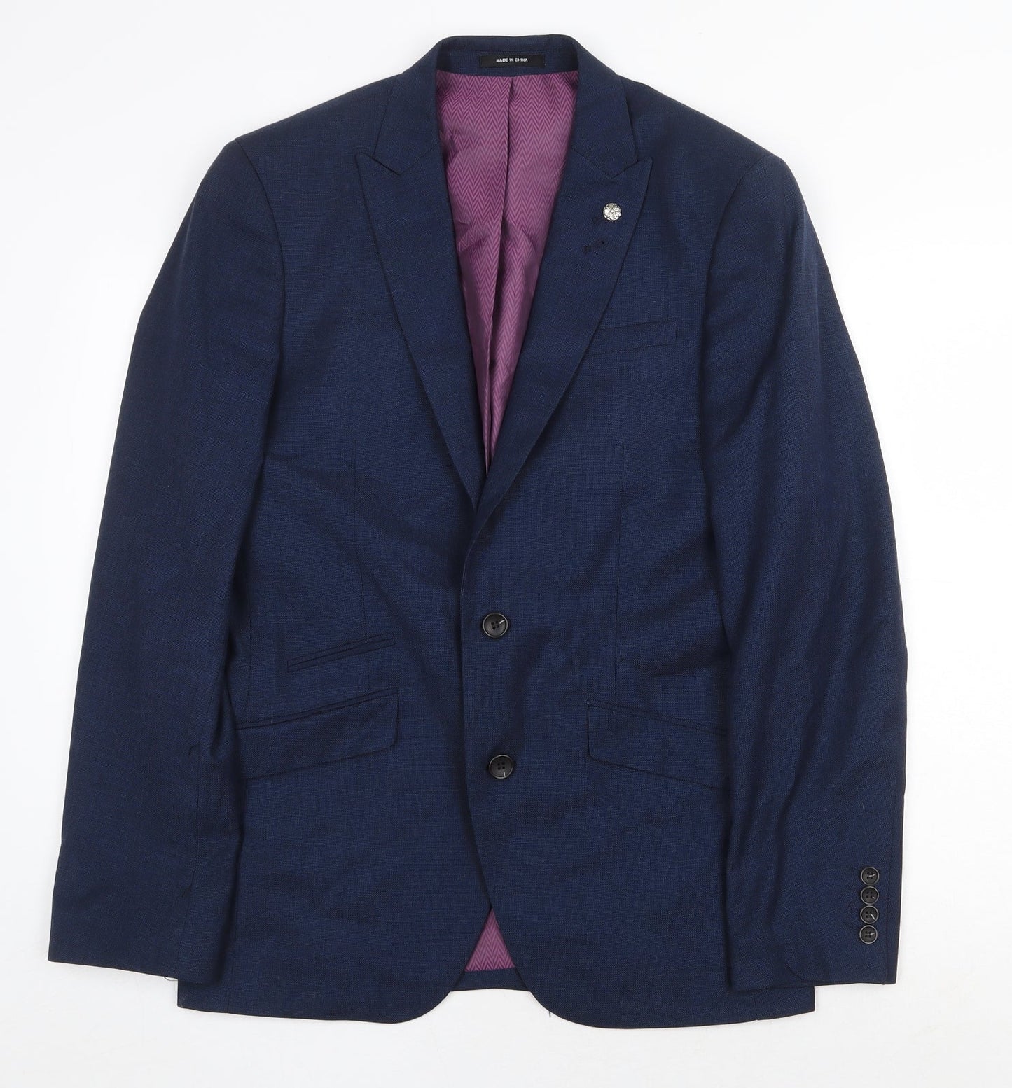 Cedar Wood State Mens Blue Polyester Jacket Suit Jacket Size 38 Regular