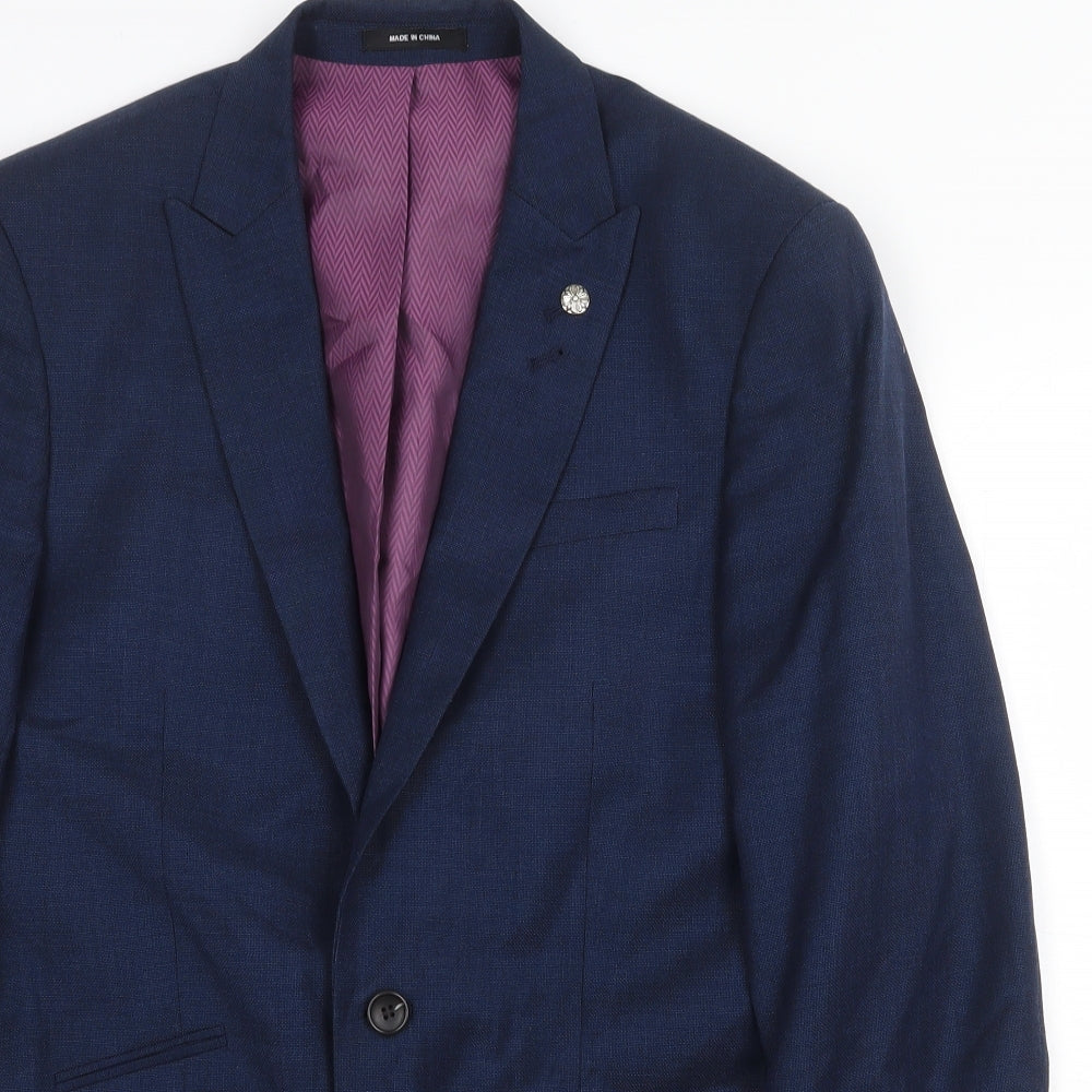 Cedar Wood State Mens Blue Polyester Jacket Suit Jacket Size 38 Regular