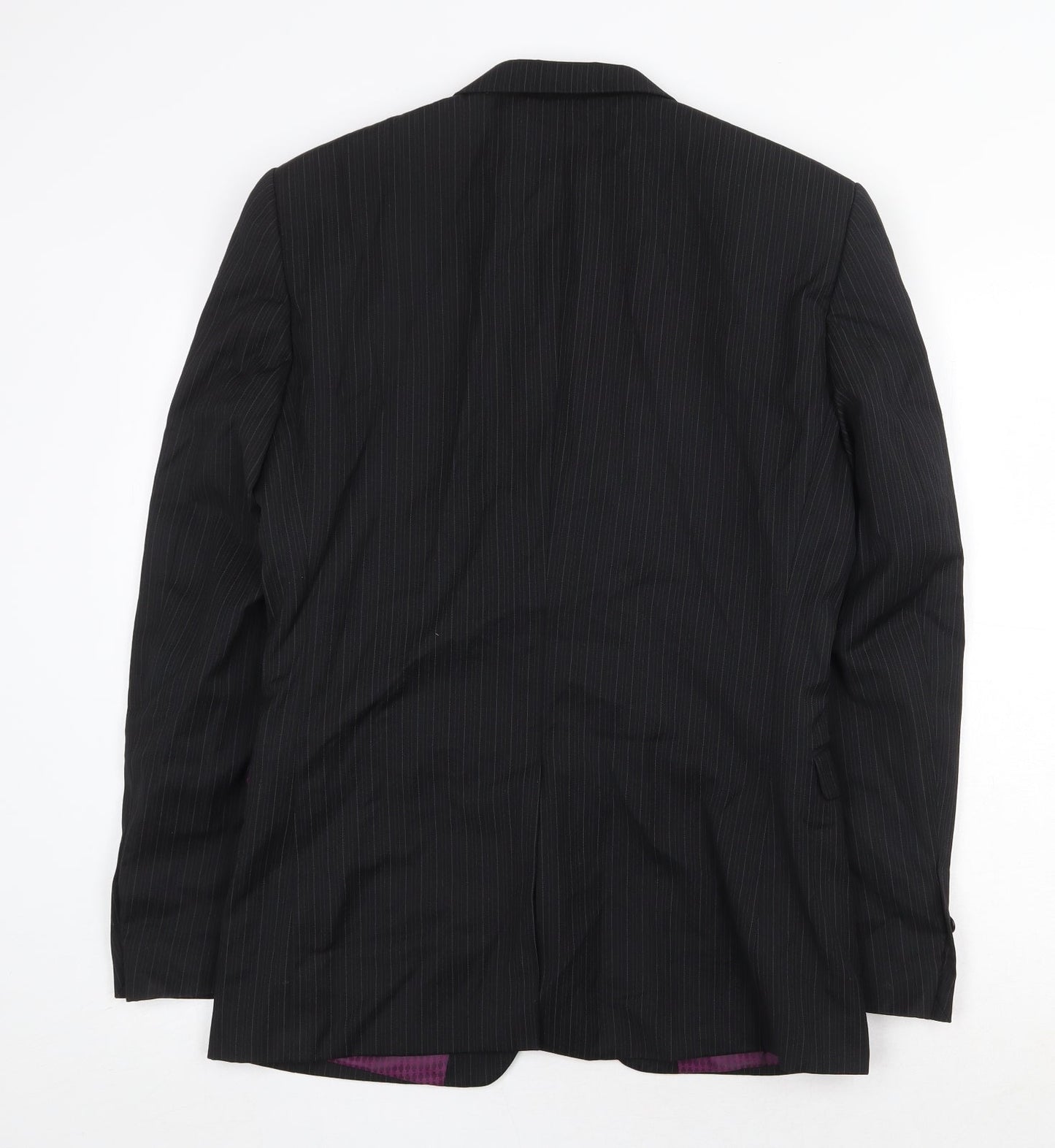 NEXT Mens Black Striped Wool Jacket Suit Jacket Size 36 Regular