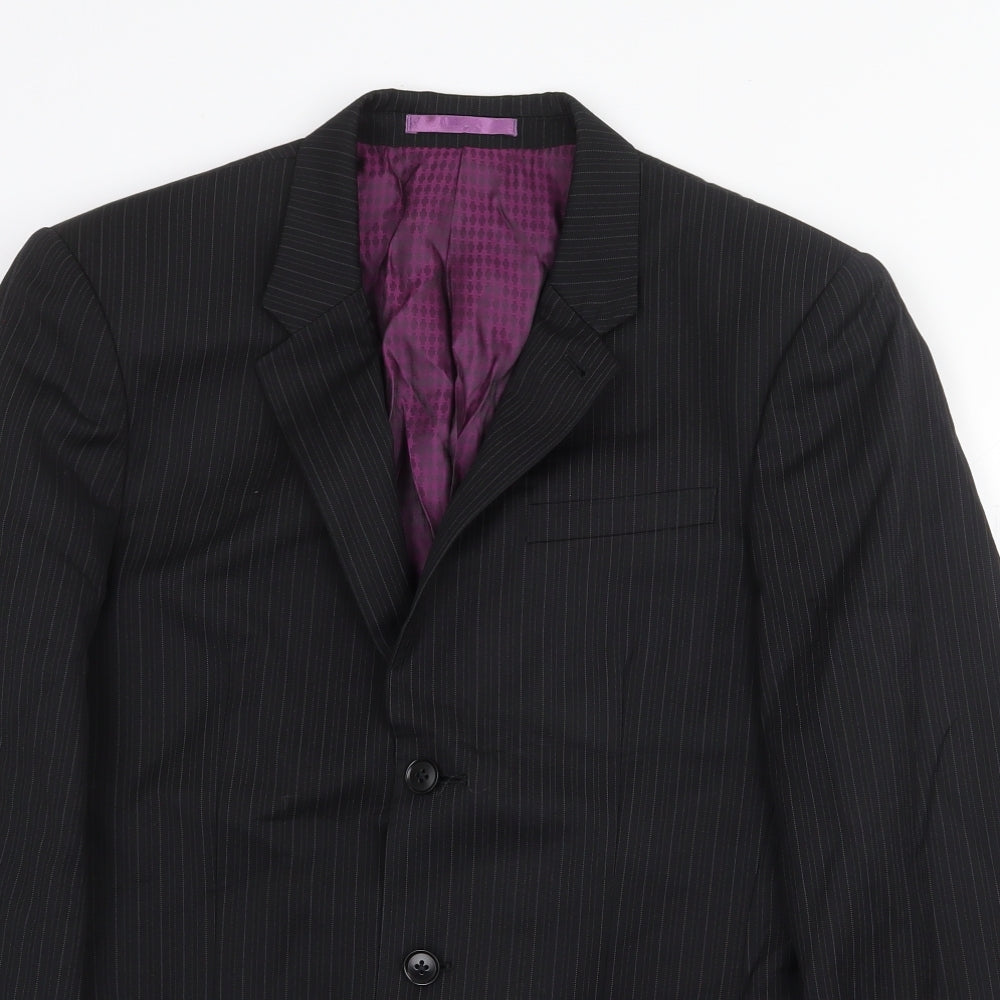 NEXT Mens Black Striped Wool Jacket Suit Jacket Size 36 Regular