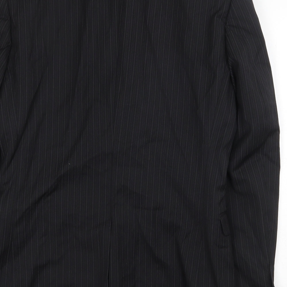 NEXT Mens Black Striped Wool Jacket Suit Jacket Size 36 Regular