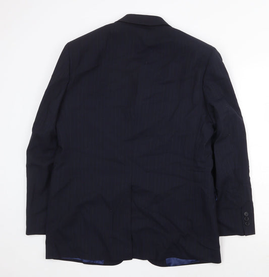 Marks and Spencer Mens Blue Striped Wool Jacket Suit Jacket Size 40 Regular