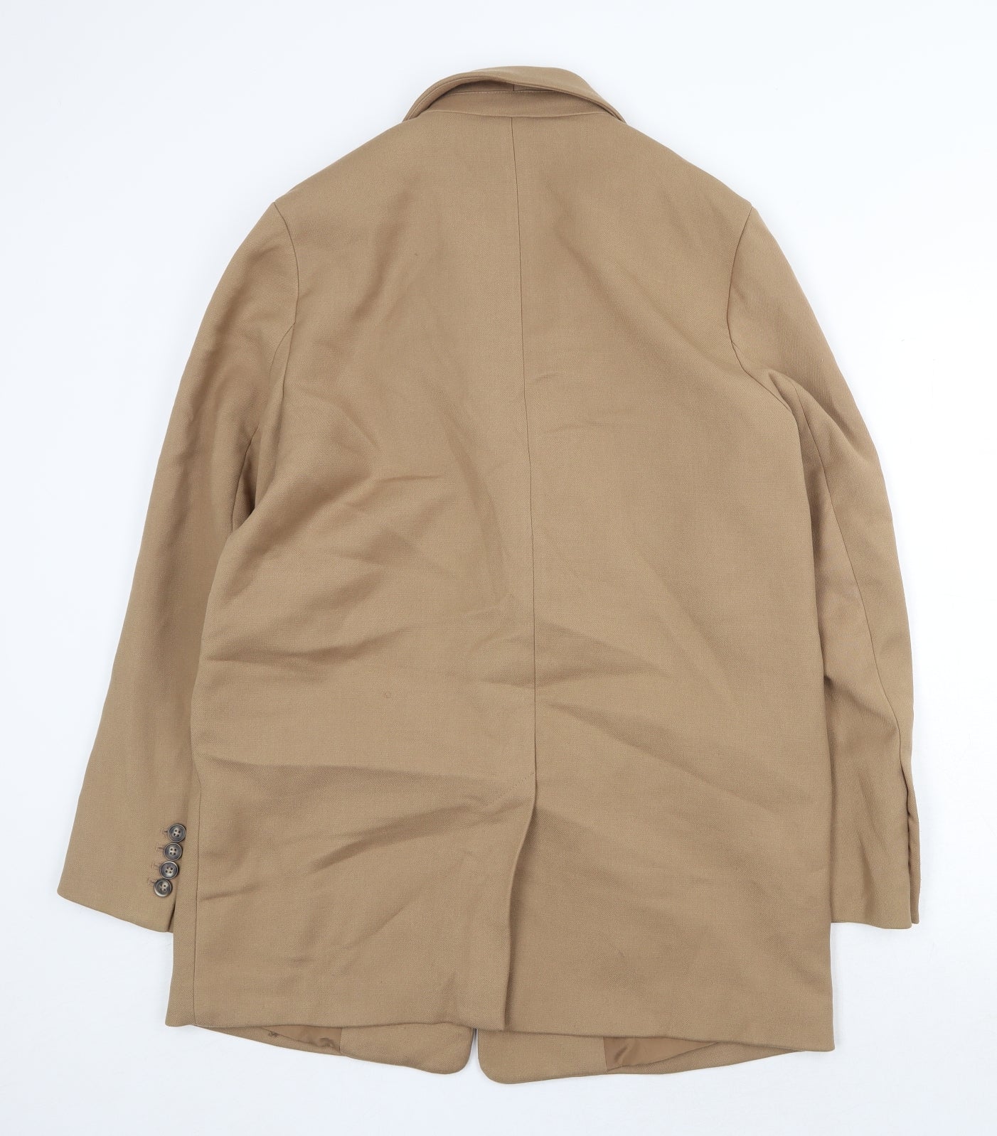 H&M Womens Beige Overcoat Coat Size S Button