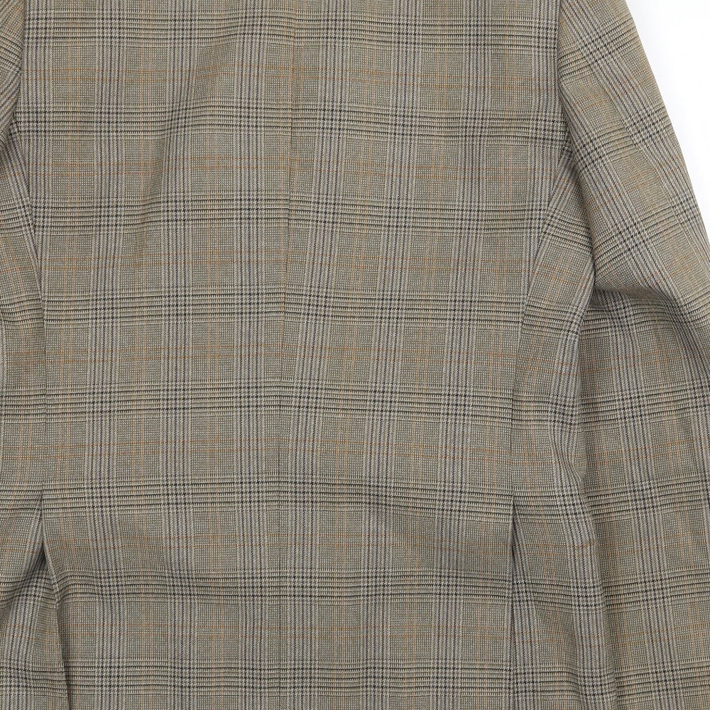 Dunn & Co Mens Brown Plaid Polyester Jacket Suit Jacket Size 40 Regular