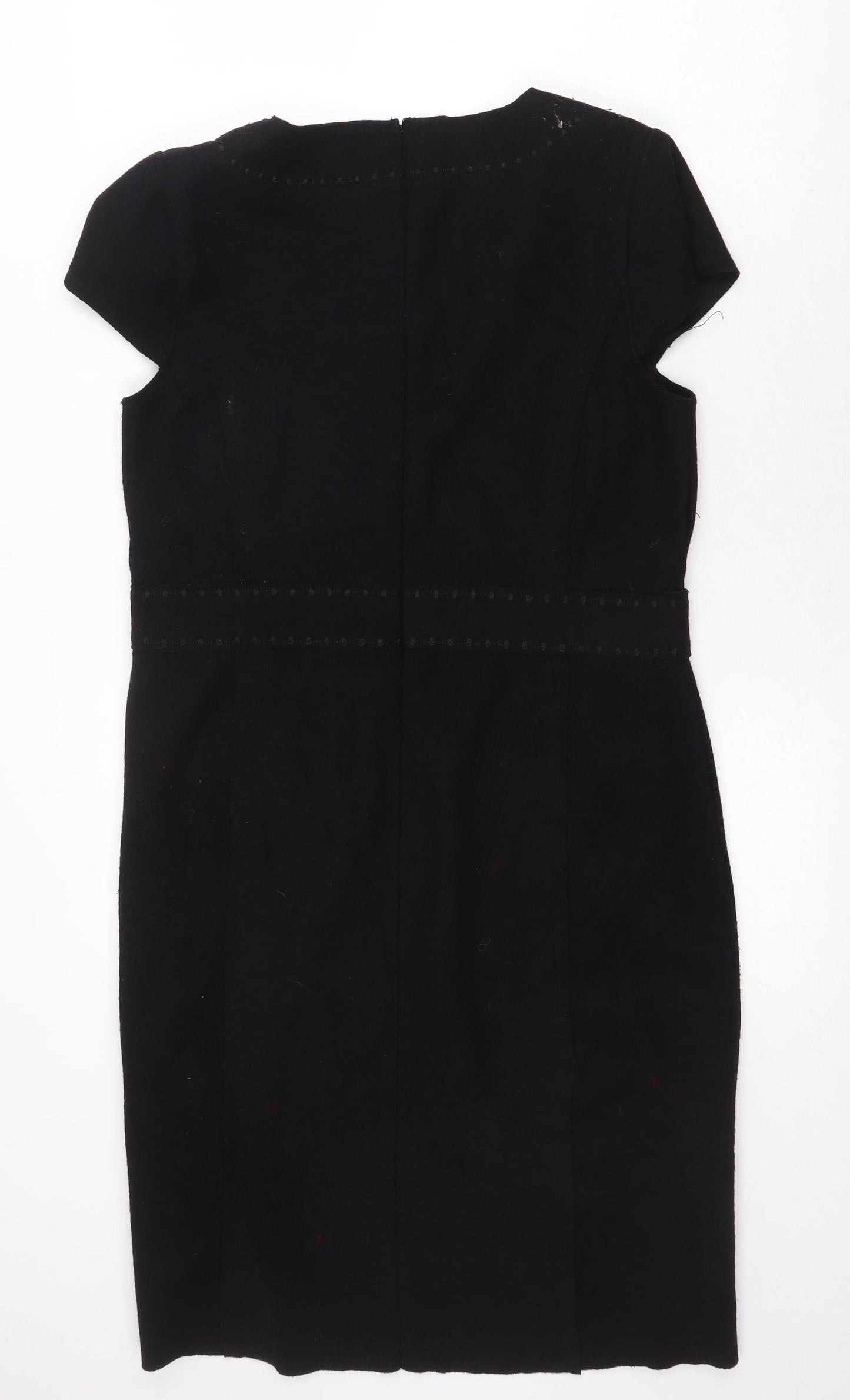 Fransa Womens Black Viscose A-Line Size L Round Neck Zip