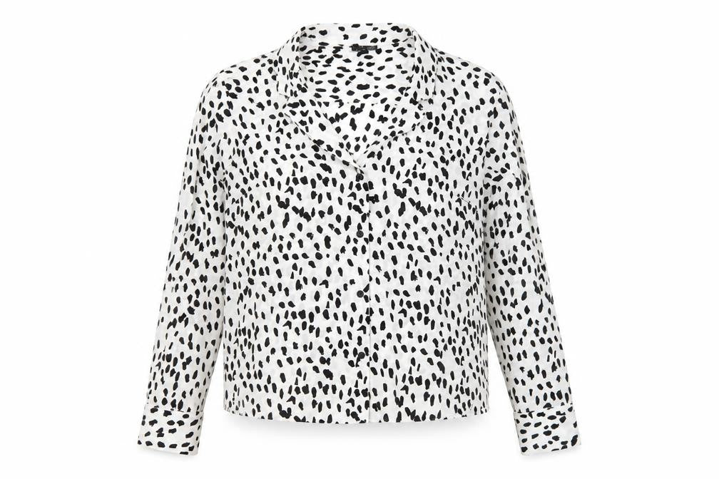 Topshop Womens White Geometric Polyester Basic Button-Up Size 12 Collared