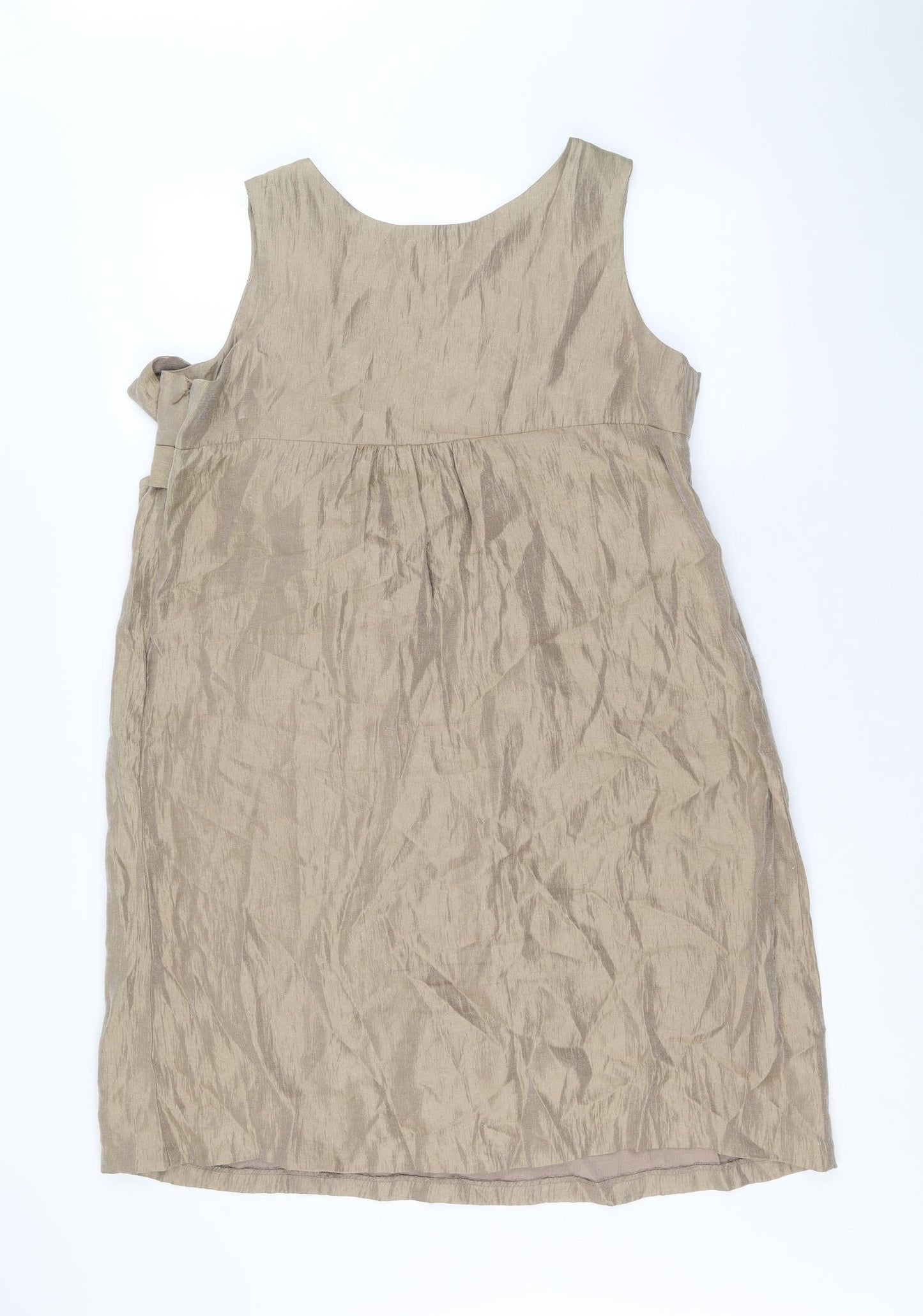 Et Vous Womens Gold Viscose A-Line Size 16 Round Neck Zip