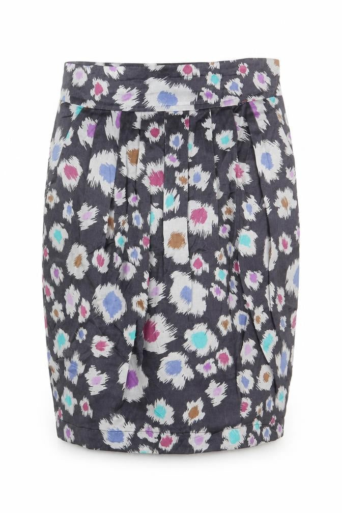 Great Plains London Womens Grey Geometric Viscose Straight & Pencil Skirt Size 12 Zip