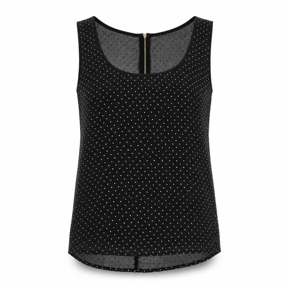 Buala Womens Black Polka Dot Polyester Basic Tank Size M Round Neck