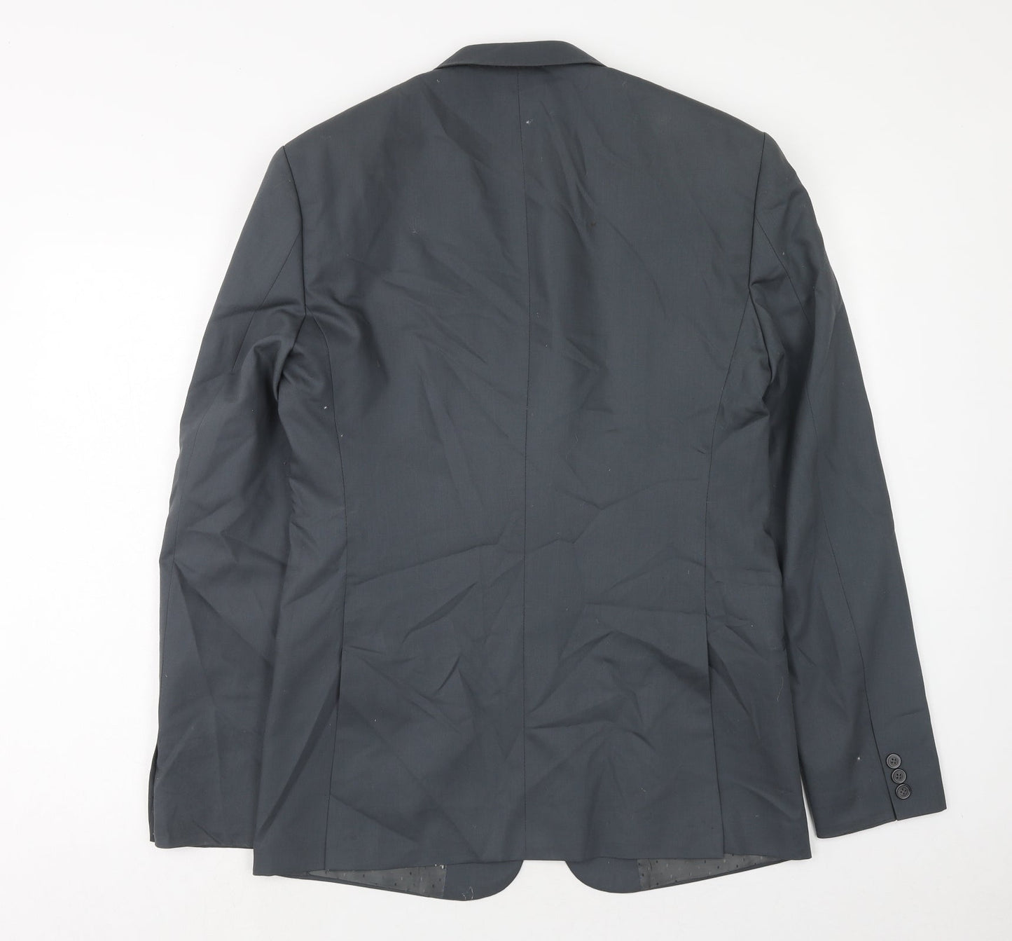Preworn Mens Grey Polyester Jacket Suit Jacket Size 36 Regular